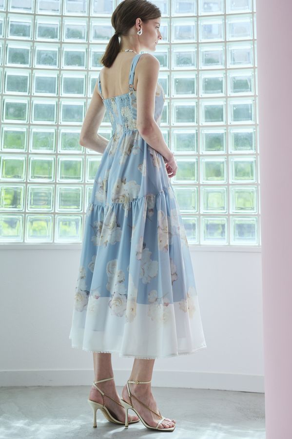 Angelique Floral Dress <br>-Sax-