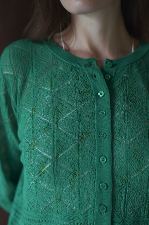 Coco Lace Knit Cardigan <br> -Green-