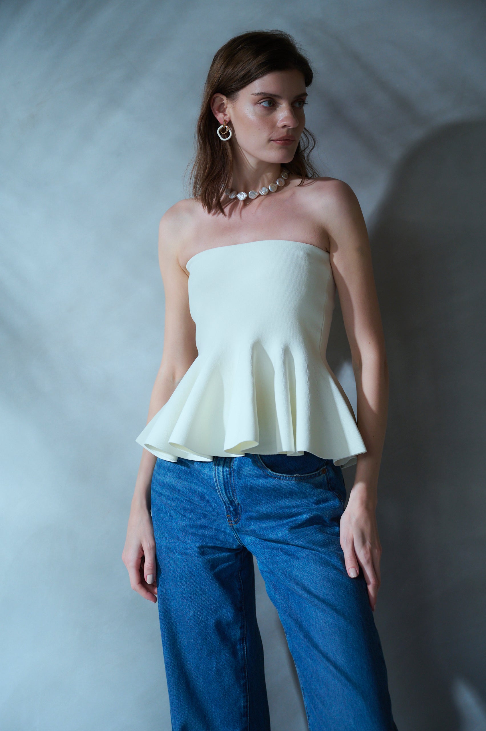 Raisa Knit Top <br>-White-