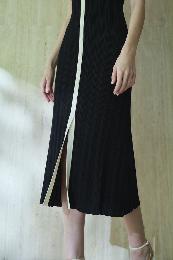 Gillian Knit Dress <br>-Black×off white-
