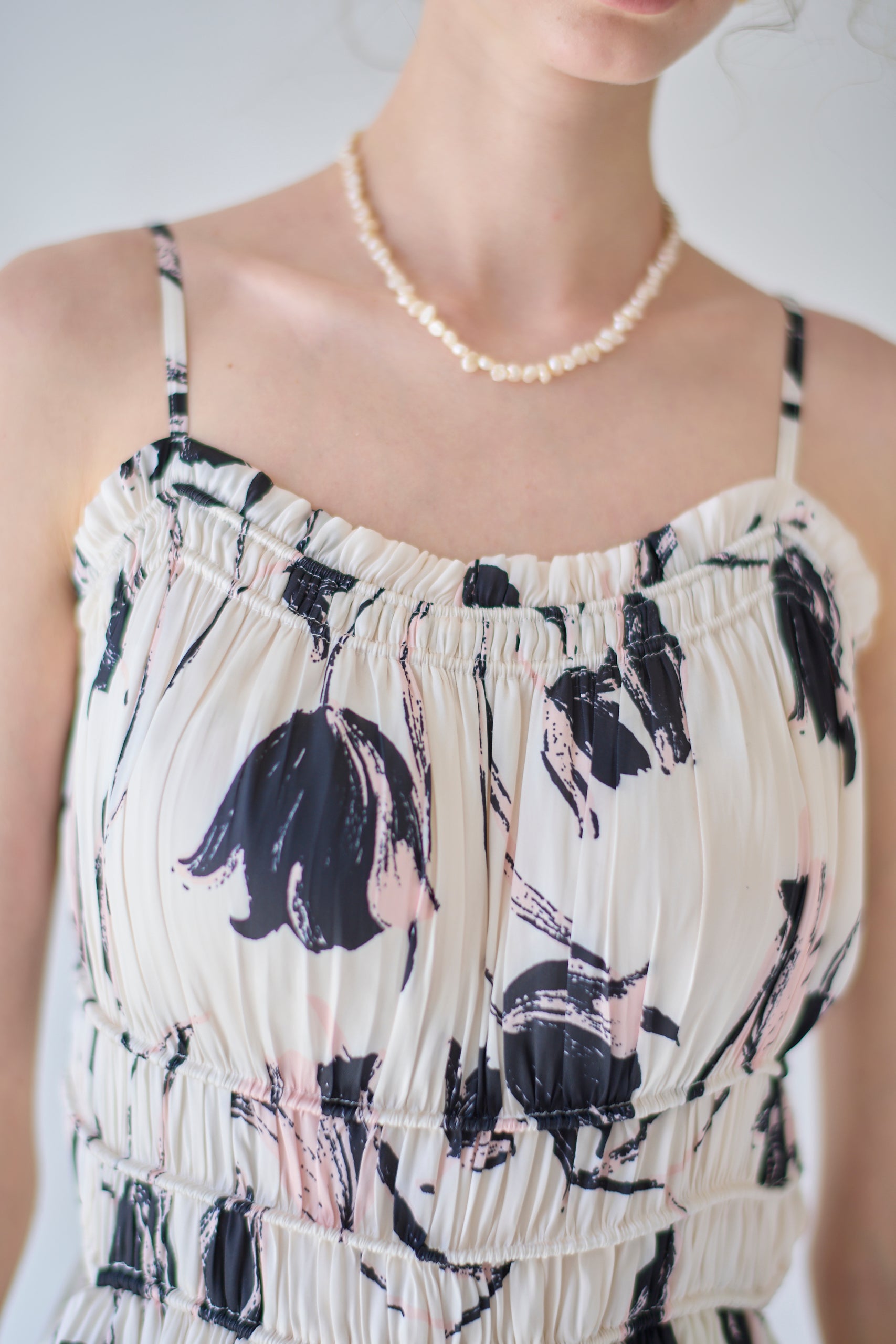 Julia Satin print Long Dress<br> -Pink.print-