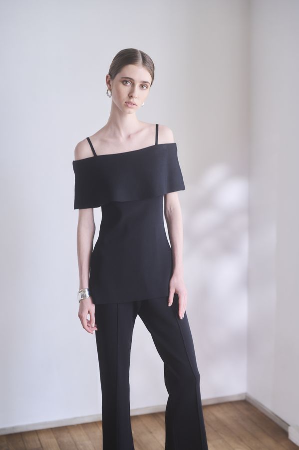 【Michiko Yamawaki×Estella.K】Off-Shoulder Knit Set <br>-Black-  S/M 2size
