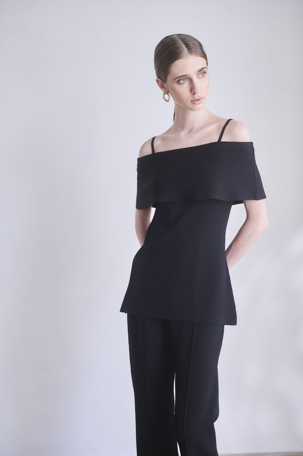 【Michiko Yamawaki×Estella.K】Off-Shoulder Knit Set <br>-Black-  S/M 2size