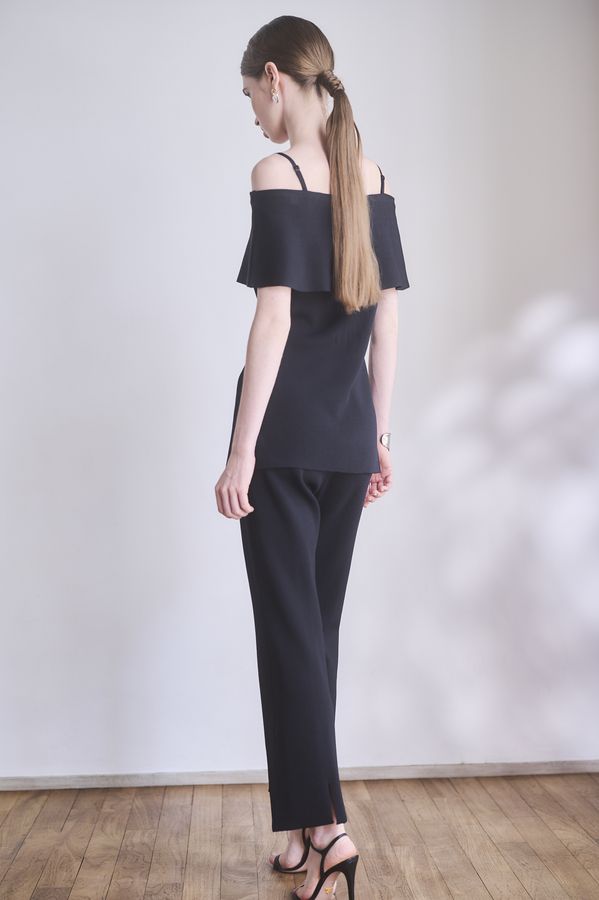 【Michiko Yamawaki×Estella.K】Off-Shoulder Knit Set <br>-Black-  S/M 2size