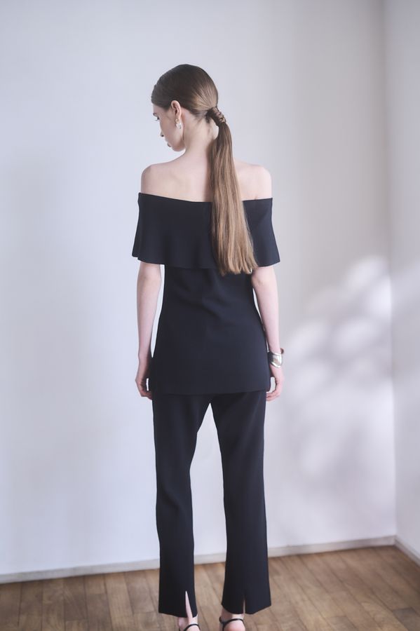 【Michiko Yamawaki×Estella.K】Off-Shoulder Knit Set <br>-Black-  S/M 2size