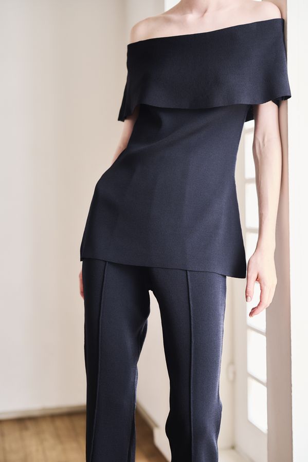 【Michiko Yamawaki×Estella.K】Off-Shoulder Knit Set <br>-Black-  S/M 2size