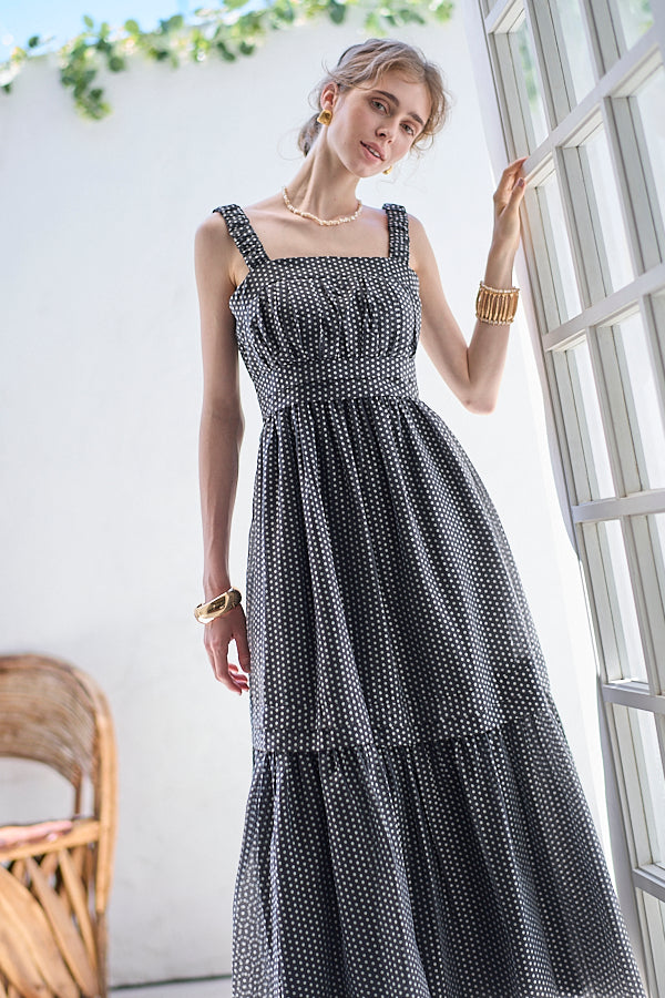 Hazel Print Dress   <br> -Black dot-