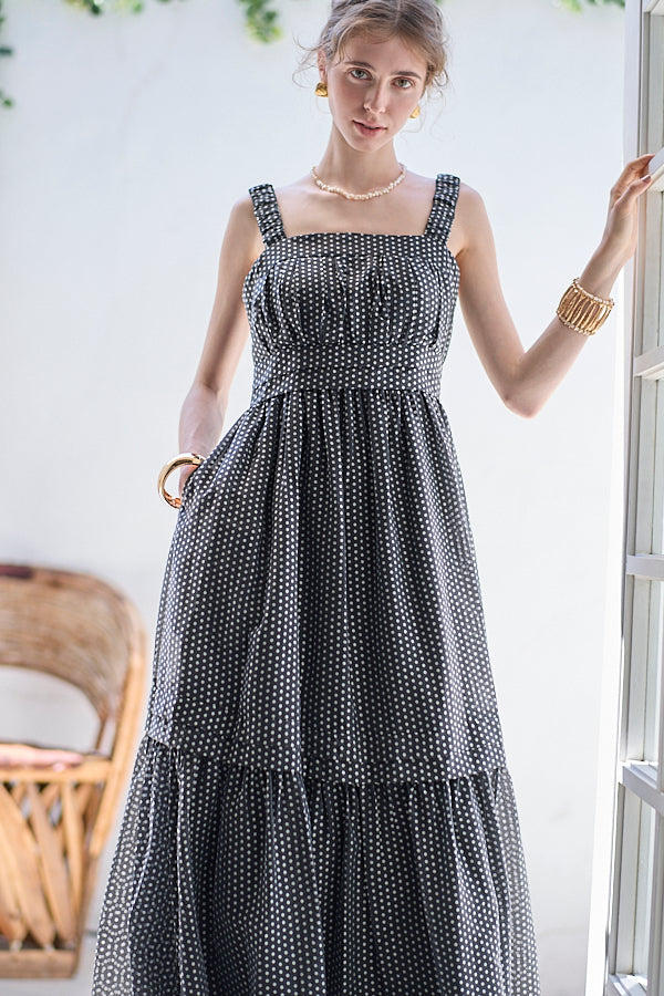 Hazel Print Dress   <br> -Black dot-