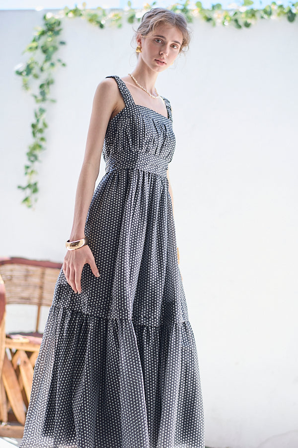 Hazel Print Dress   <br> -Black dot-