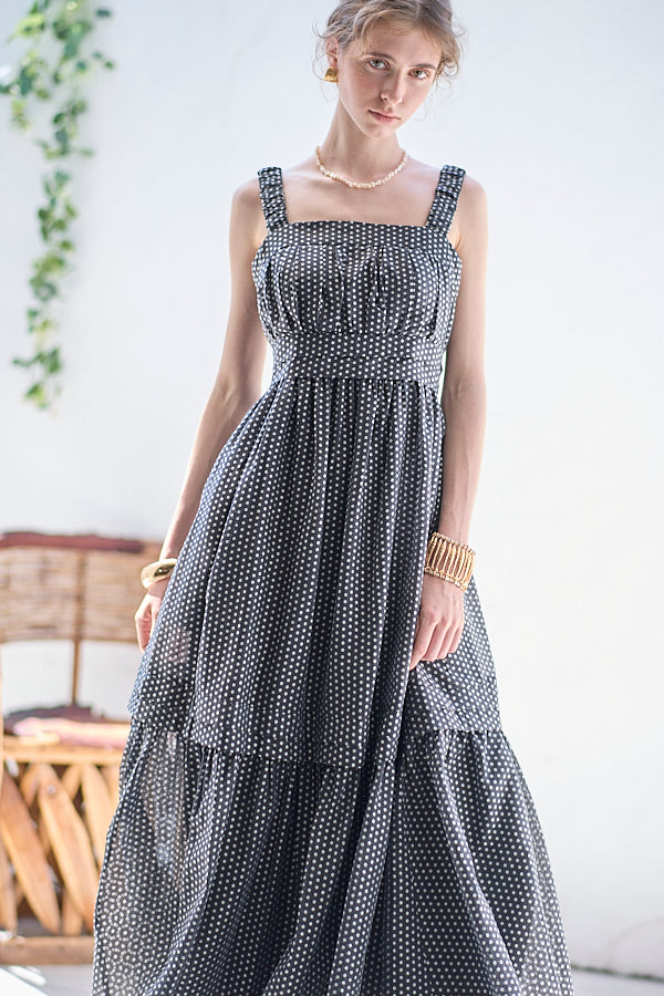 Hazel Print Dress   <br> -Black dot-