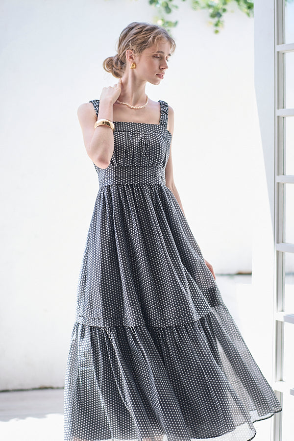 Hazel Print Dress   <br> -Black dot-