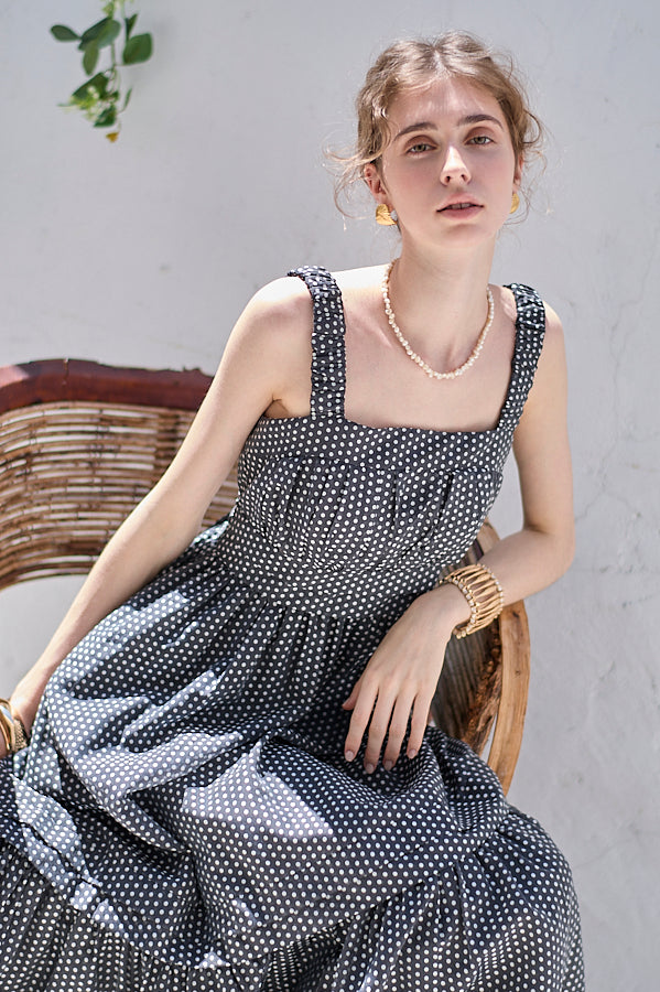 Hazel Print Dress   <br> -Black dot-