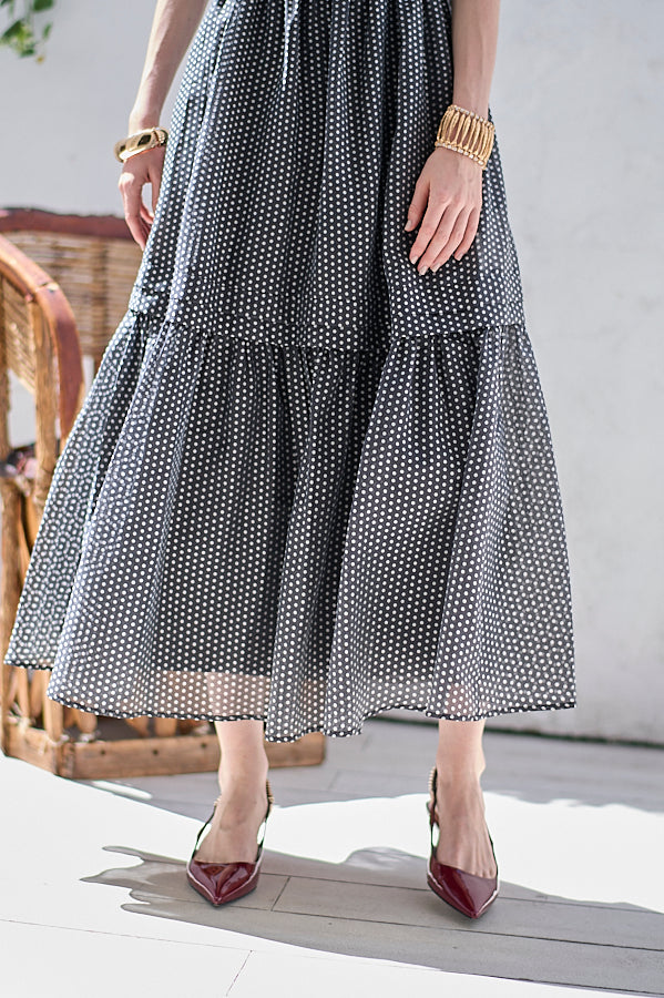 Hazel Print Dress   <br> -Black dot-