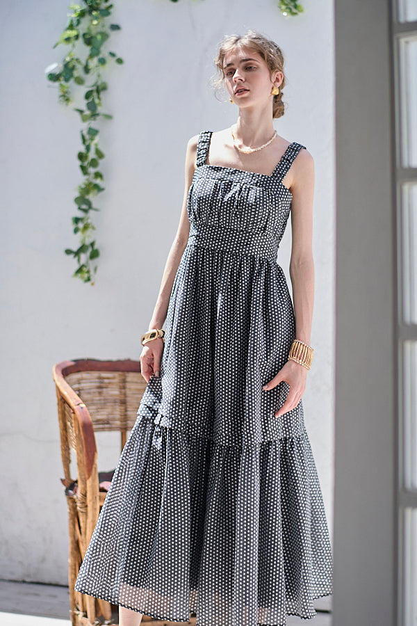 Hazel Print Dress   <br> -Black dot-