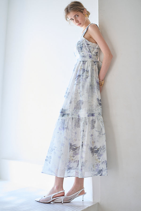 Hazel Print Dress   <br> -Blue gray-