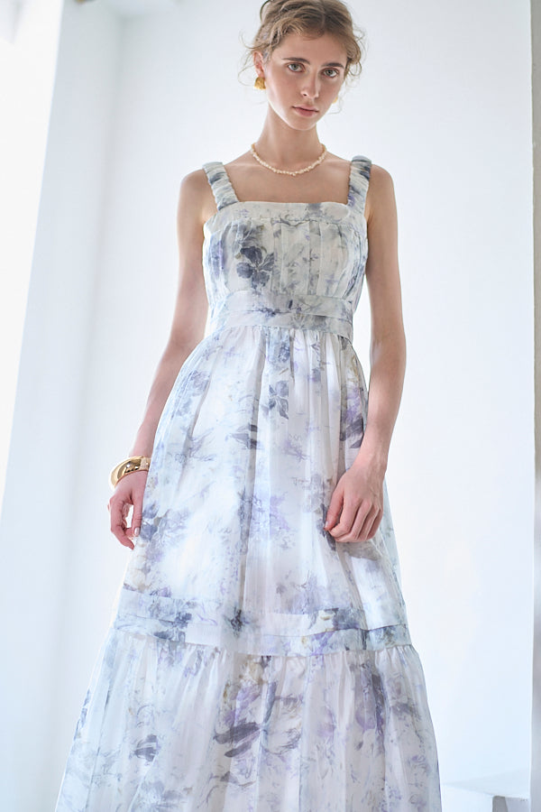 Hazel Print Dress   <br> -Blue gray-