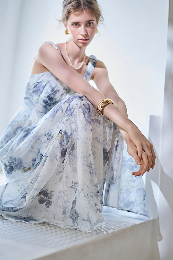 Hazel Print Dress   <br> -Blue gray-