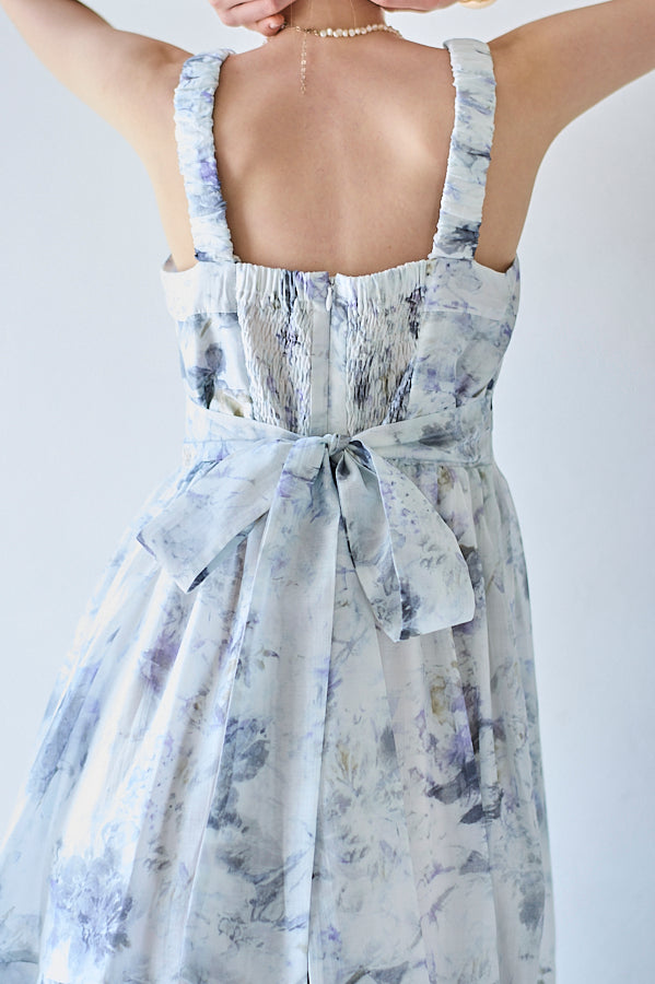 Hazel Print Dress   <br> -Blue gray-