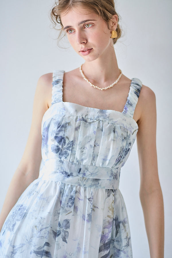 Hazel Print Dress   <br> -Blue gray-