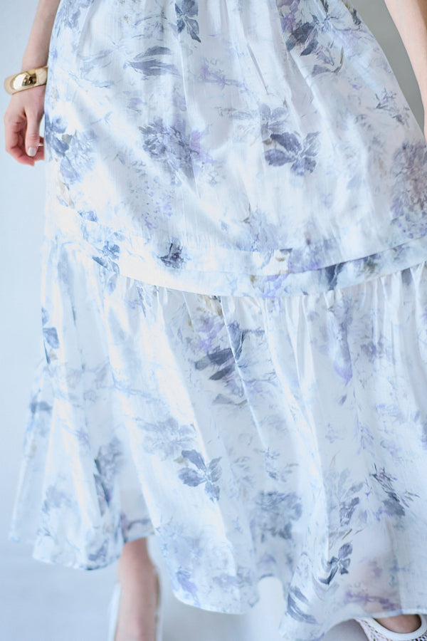 Hazel Print Dress   <br> -Blue gray-