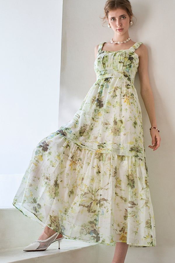 Hazel Print Dress   <br> -Pistachio green-
