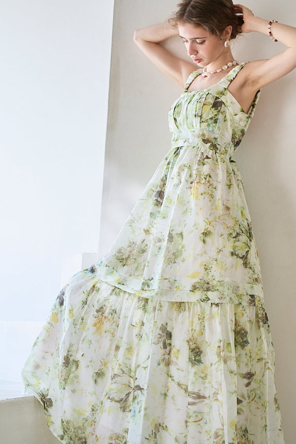 Hazel Print Dress   <br> -Pistachio green-