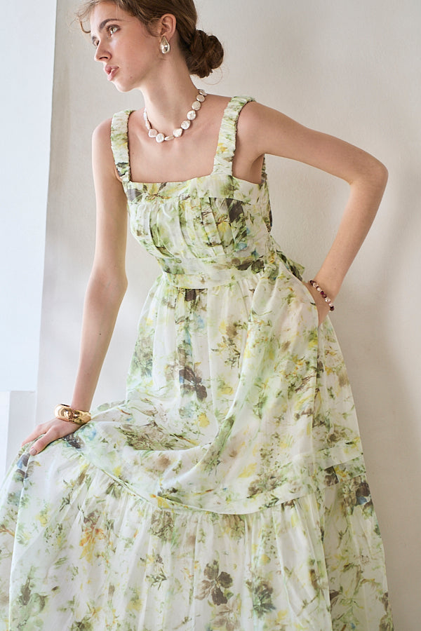 Hazel Print Dress   <br> -Pistachio green-