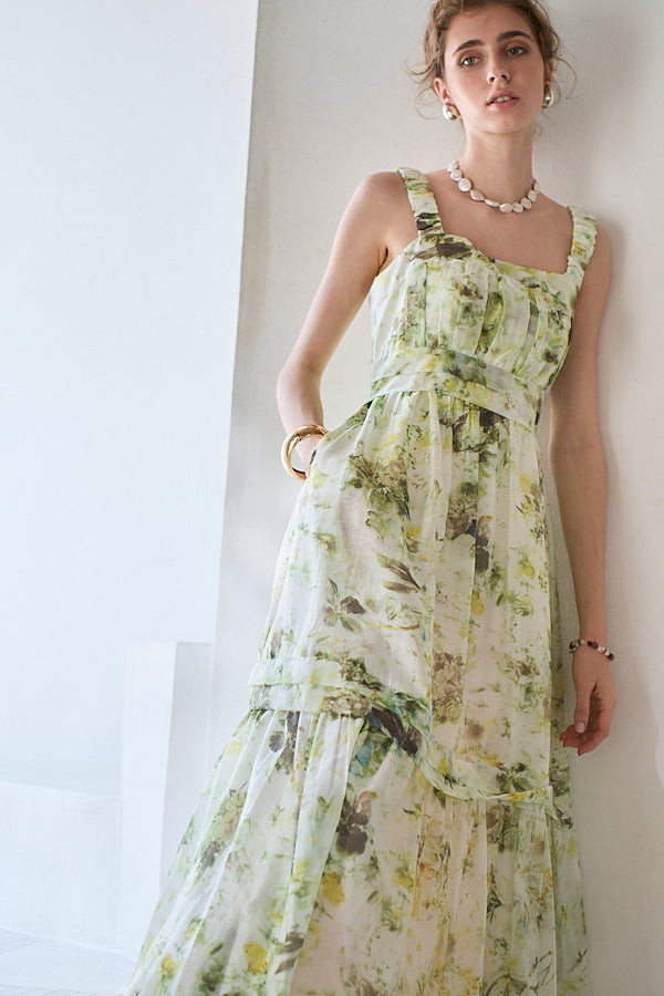 Hazel Print Dress   <br> -Pistachio green-
