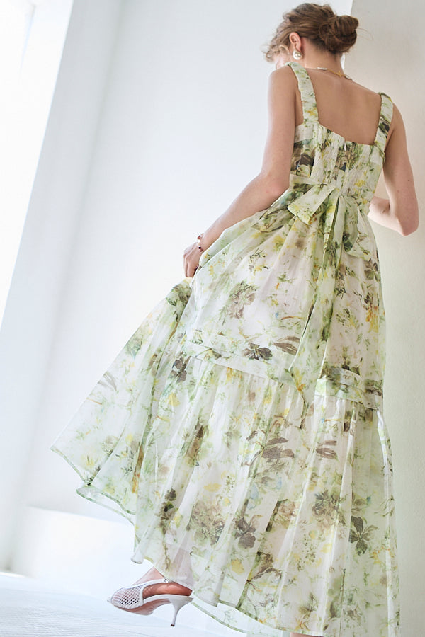 Hazel Print Dress   <br> -Pistachio green-