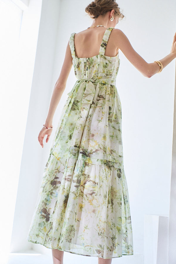 Hazel Print Dress   <br> -Pistachio green-