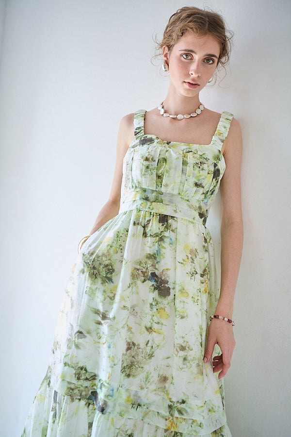 Hazel Print Dress   <br> -Pistachio green-
