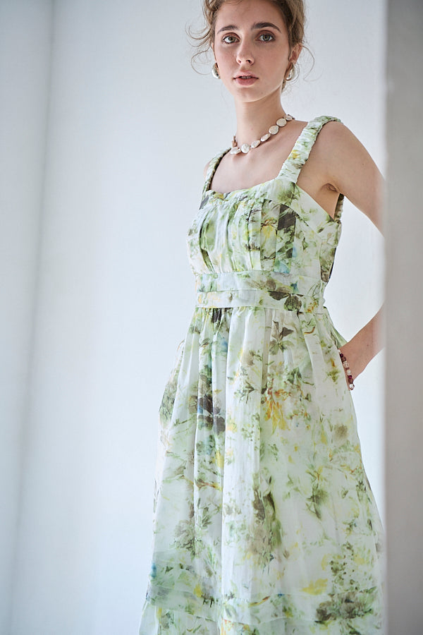Hazel Print Dress   <br> -Pistachio green-