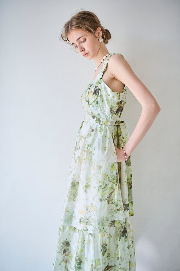 Hazel Print Dress   <br> -Pistachio green-