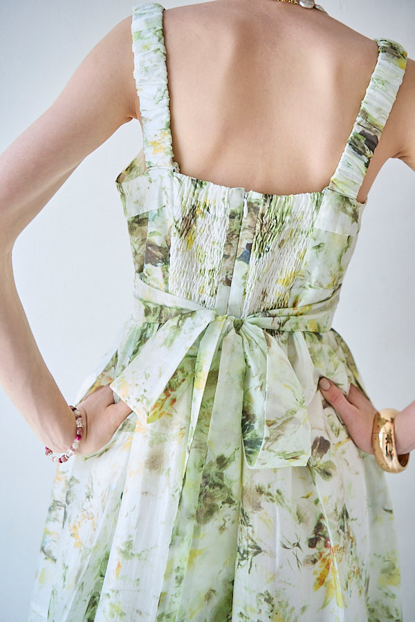 Hazel Print Dress   <br> -Pistachio green-