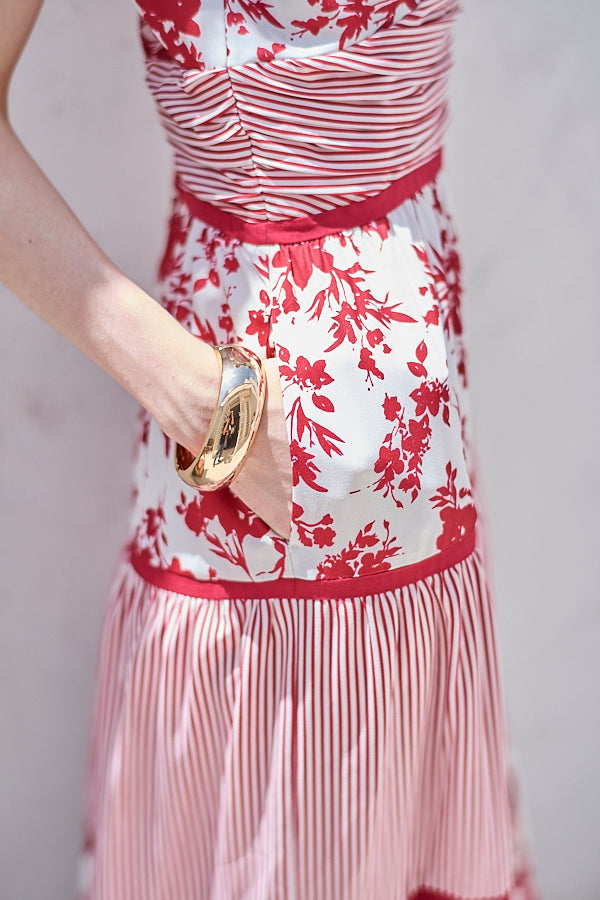 Rosetta Floral Dress <br> -Red-