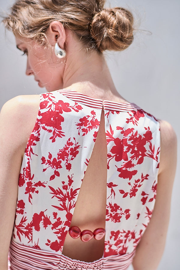 Rosetta Floral Dress <br> -Red-