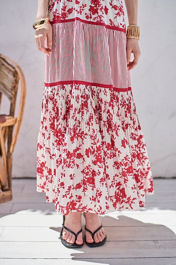 Rosetta Floral Dress <br> -Red-