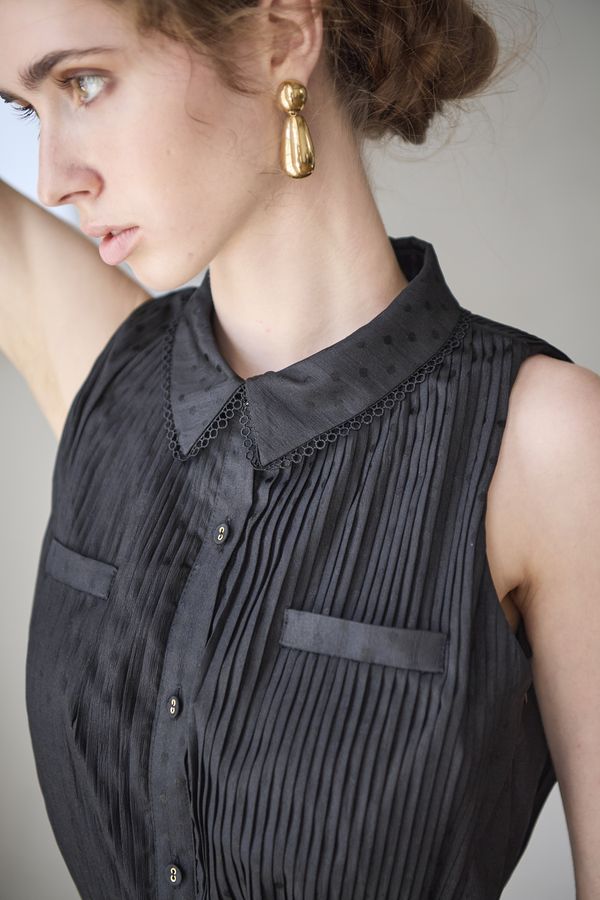 Miranda Pleated Dress<br> -Black-