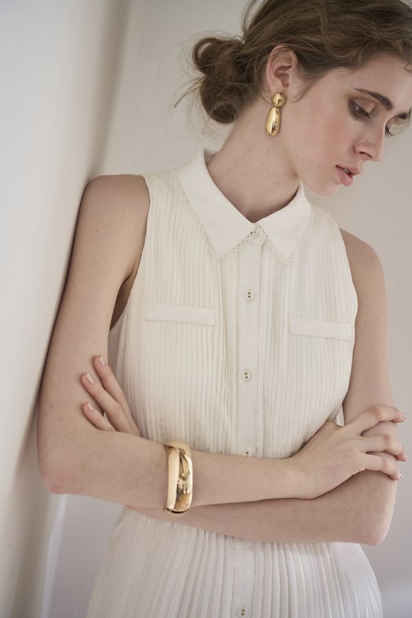 Miranda Pleated Dress<br> -White-