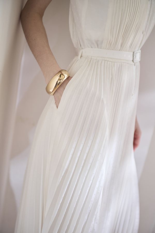 Miranda Pleated Dress<br> -White-