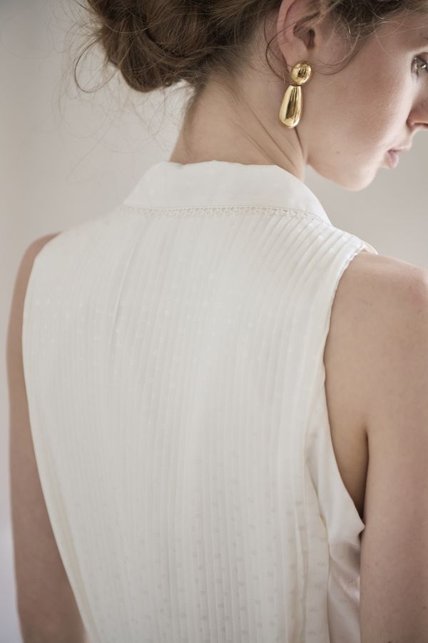 Miranda Pleated Dress<br> -White-