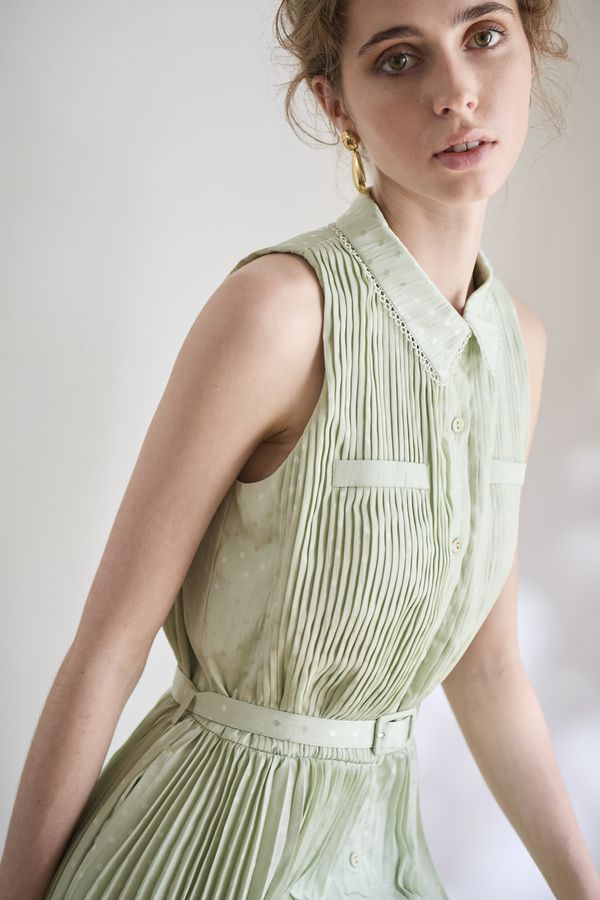 Miranda Pleated Dress<br> -Mint.green-