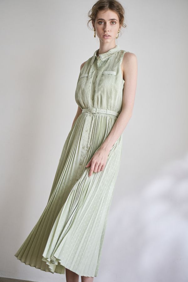 Miranda Pleated Dress<br> -Mint.green-