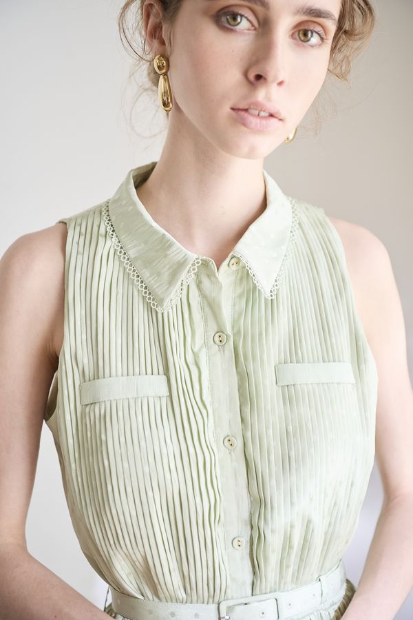Miranda Pleated Dress<br> -Mint.green-