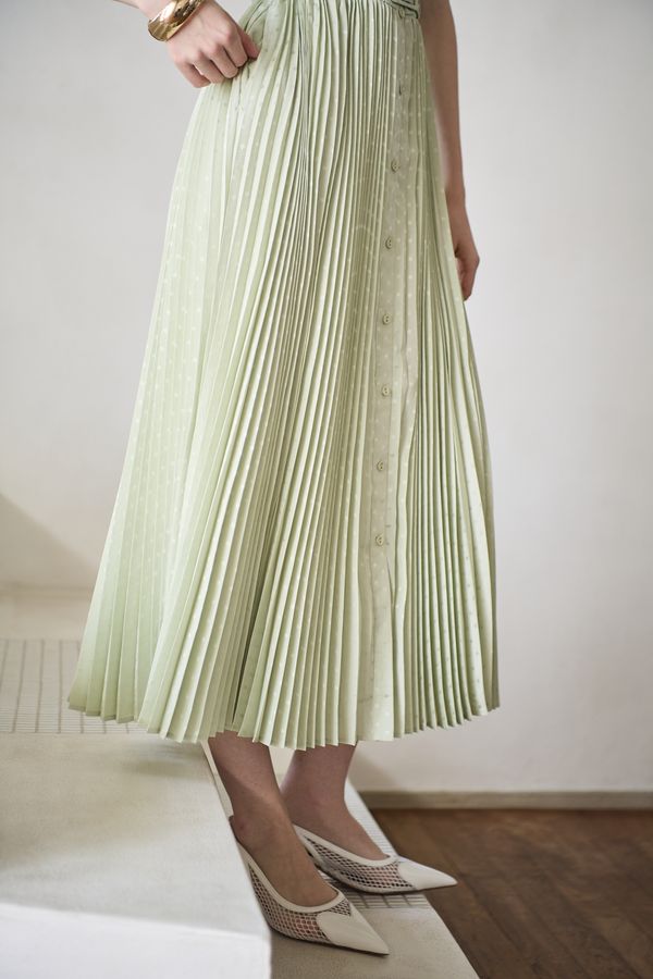 Miranda Pleated Dress<br> -Mint.green-