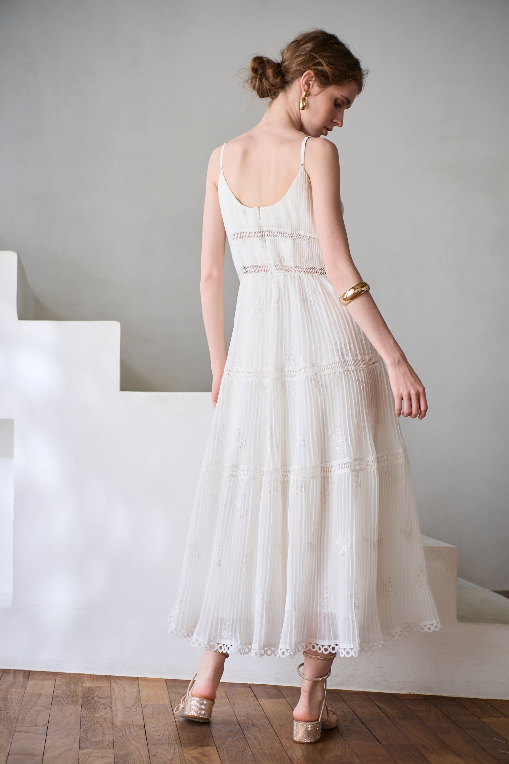 Dolce Vita Pleated Dress<br> -White-