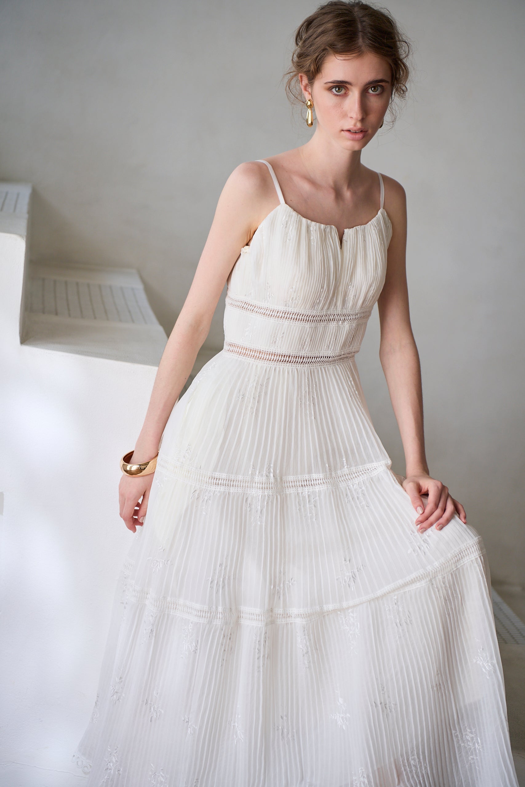 Dolce Vita Pleated Dress<br> -White-