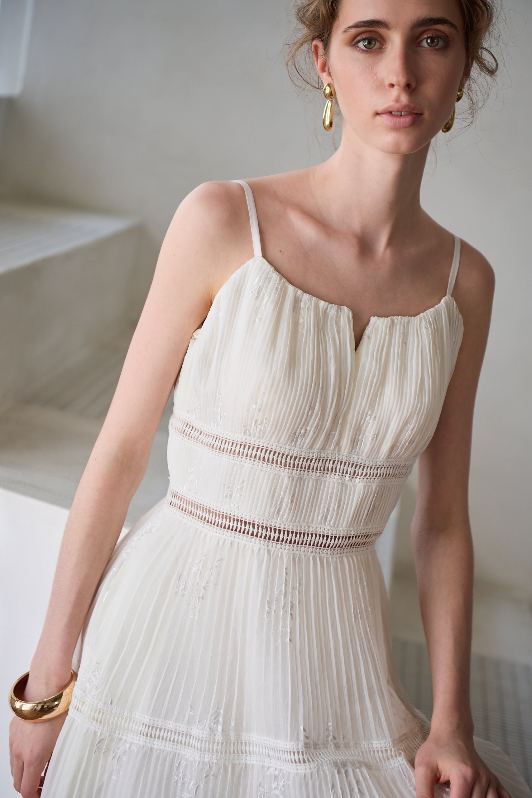 Dolce Vita Pleated Dress<br> -White-