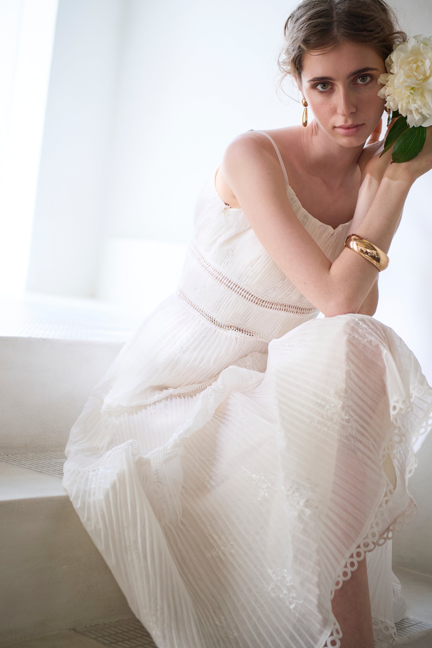 Dolce Vita Pleated Dress<br> -White-