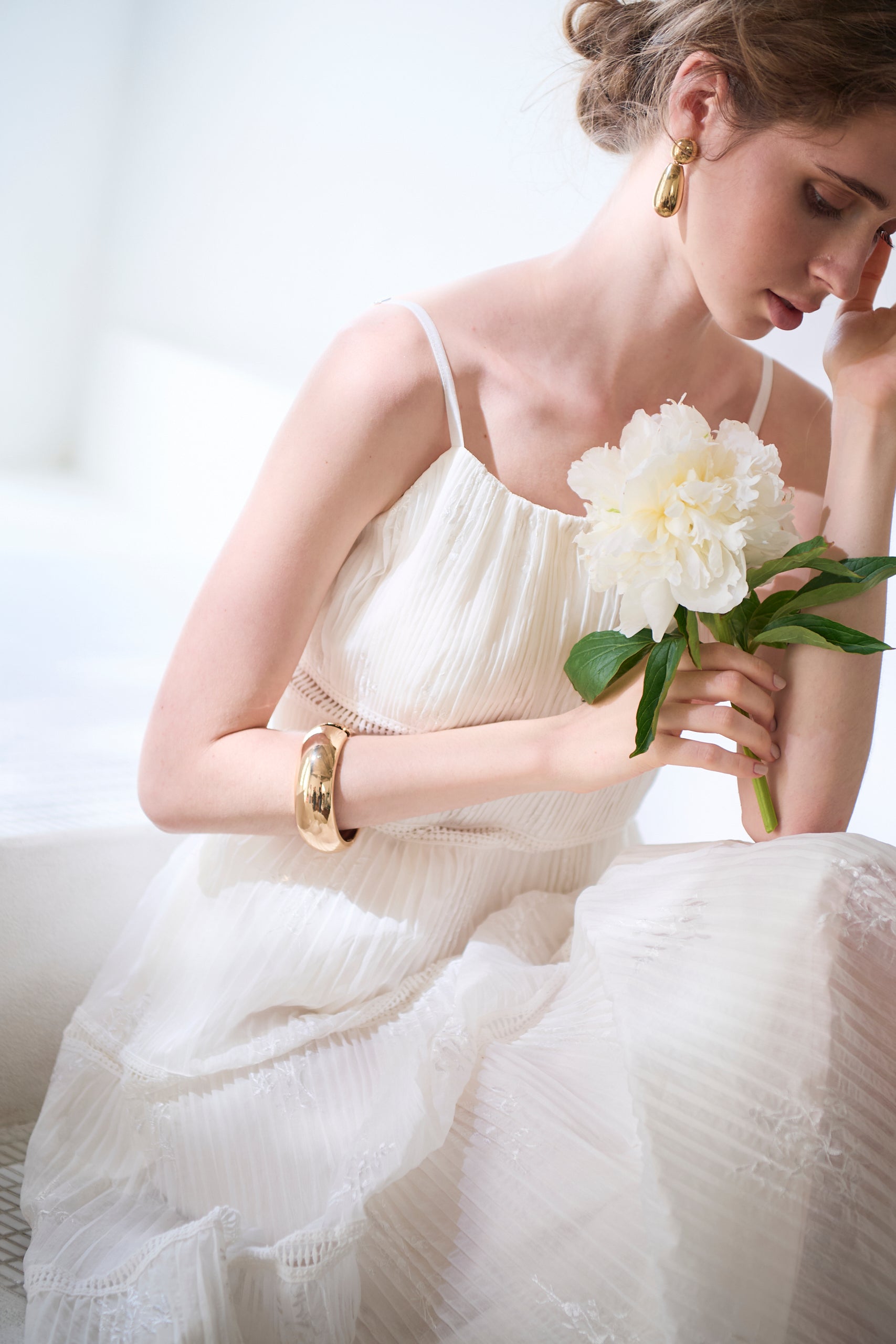 Dolce Vita Pleated Dress<br> -White-